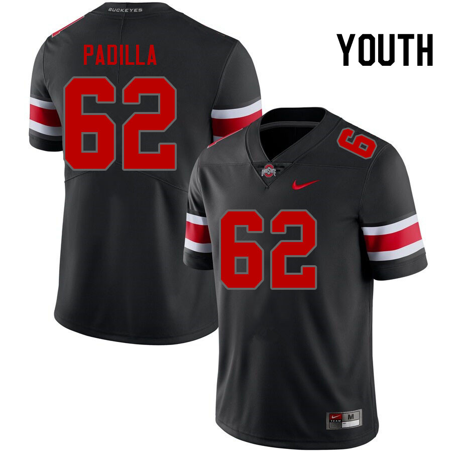 Ohio State Buckeyes Joshua Padilla Youth #62 Blackout Authentic Stitched College Football Jersey